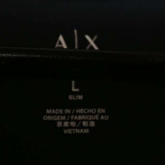 ARMANI EXCHANGE Shirt V-neck Spell Out Graphic Short Sleeve Dark Navy Blue - Picture 3 of 5